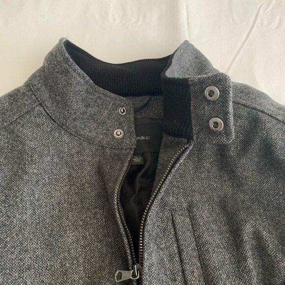 Banana Republic Men’s Jacket Wool Blend Black Gray Zip Pockets Lined Size Large - Picture 7 of 11